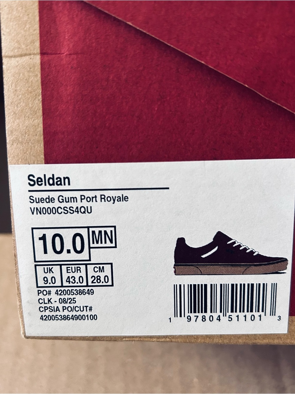 Vans Men's Low-Top Suede Sneaker in Burgundy size 10 - Picture 6 of 6